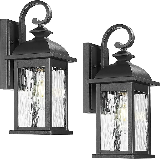 FEMILA 2 Packs Outdoor Waterproof Wall Lights Fixture, Anti-Rust Matte Black by FEMILA
