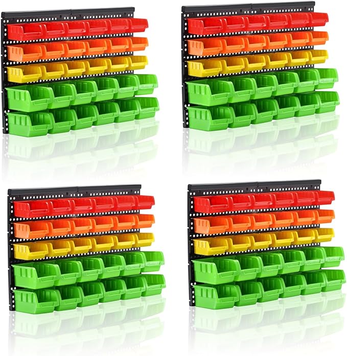 Wall Mounted Storage Bins Parts Rack 4 Colors Bin Organizer Garage Plastic Shop by MULSAME