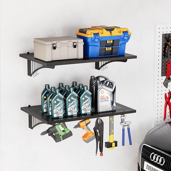 YOLENY 2-Pack 2x3FT Adjustable Heavy Duty Garage Wall Shelving, 500lbs Load - Image 7