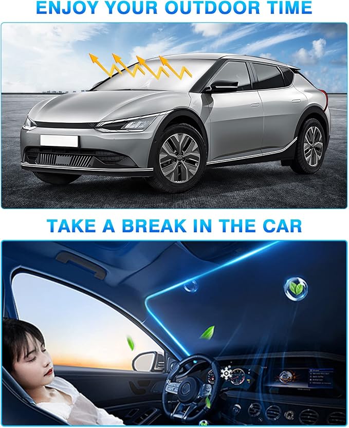 KUST Windshield Sun Shade for Kia EV6 2022 2023 2024 2025 Window Shade Sun - Image 7