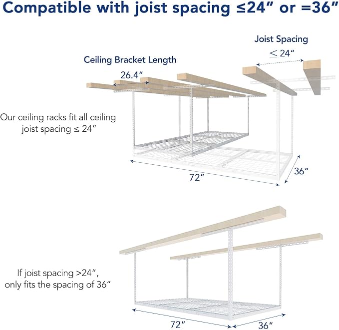 FLEXIMOUNTS 2 Pack 3x6 Overhead Garage Storage Adjustable Ceiling Rack 72" - Image 5