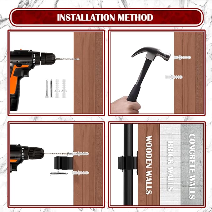 3-H Broom Holder Wall Mount 8 Pack, Mop and Broom Holder - Image 5