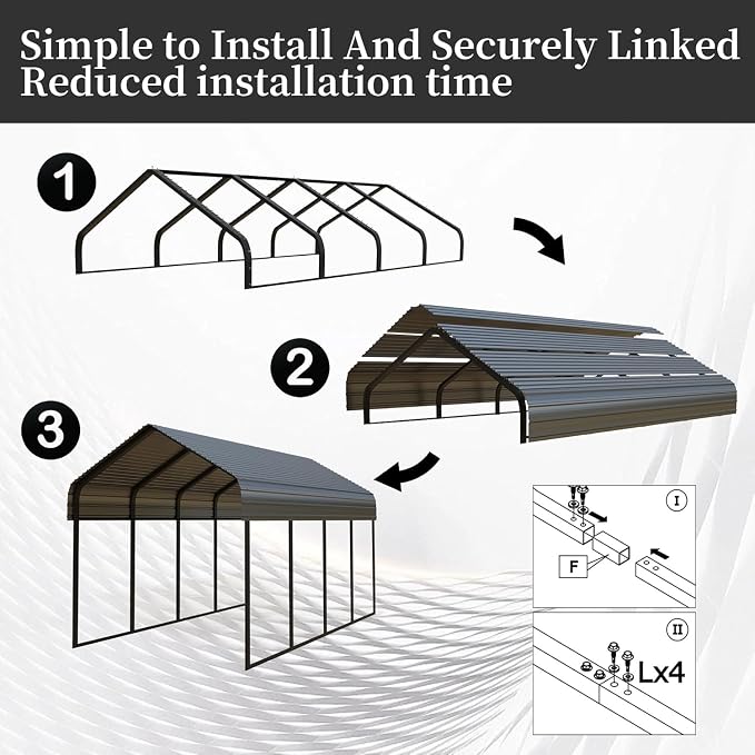10x20FT/20x20 FT Metal Carport Heavy Duty - Image 5