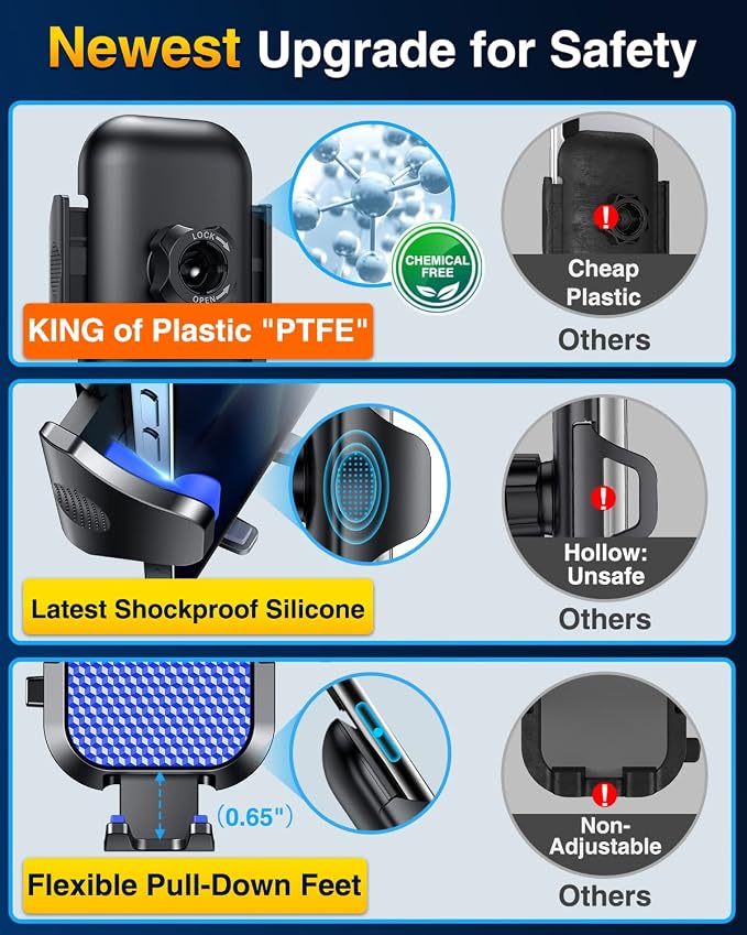 VANMASS Ace Car Phone Holder Mount New Upgraded Handsfree Cell Phone Holder Car - Image 7