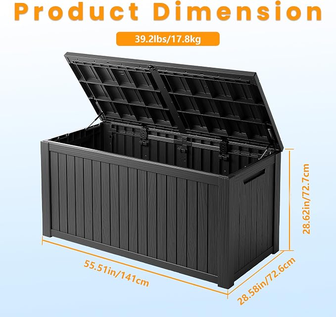 200 Gallon Lockable Resin Deck Box, Waterproof & UV-Resistant Outdoor Storage - Image 2