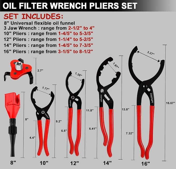 6Pcs Oil Filter Pliers Set, Universal Oil Filter Wrench - Image 2