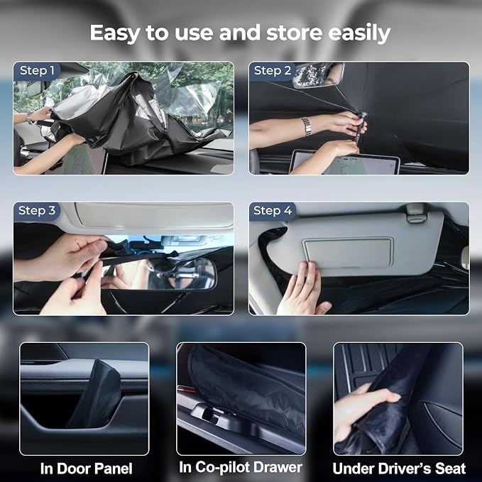 Windshield Sun Shade Umbrella for 2011-2018 Volkswagen VW Jetta Accessories: - Image 4