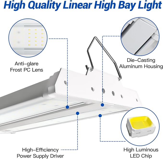 JTT LED Linear High Bay Light, 5000K Daylight 150W 21000LM Shop Light - Image 3