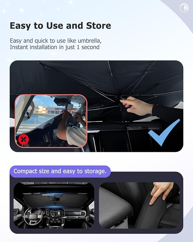 2025 Upgrade Car Windshield Sun Shade Windshield Sunshade Umbrella Protect Car - Image 9
