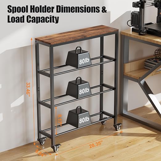 3D Printer Filament Rack Shelf, 4-Tier Filament Storage Cart - Image 6
