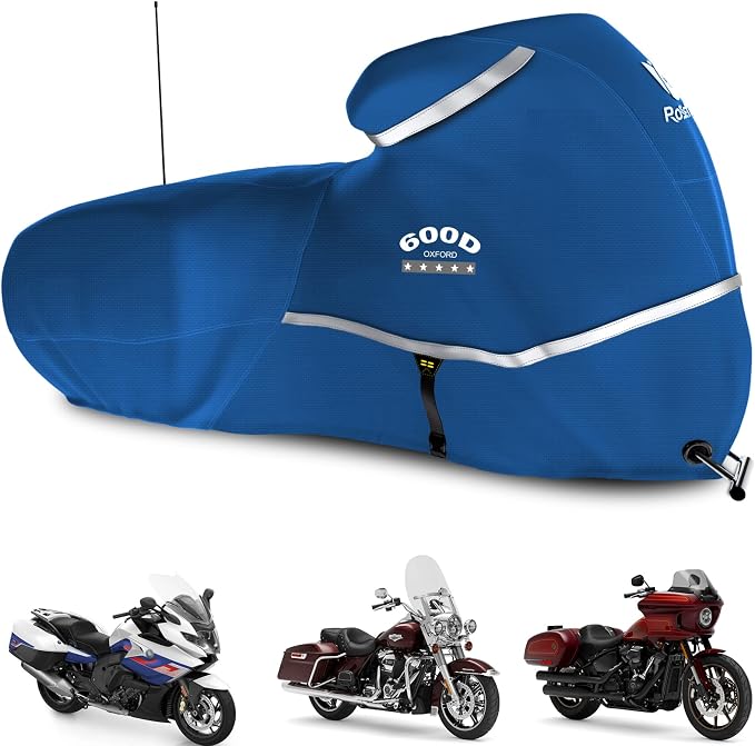 Rosefray Motorcycle Cover with Side Box Heavy Duty 600D Waterproof by Rosefray