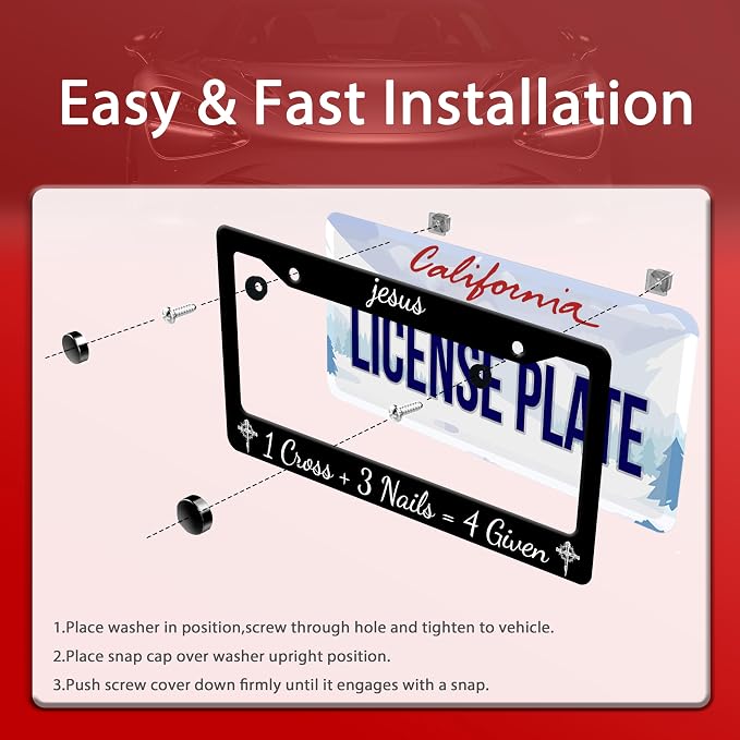 Personalized License Plate Frame Jesus 1 Cross + 3 Nails = 4 Given Stainless - Image 4