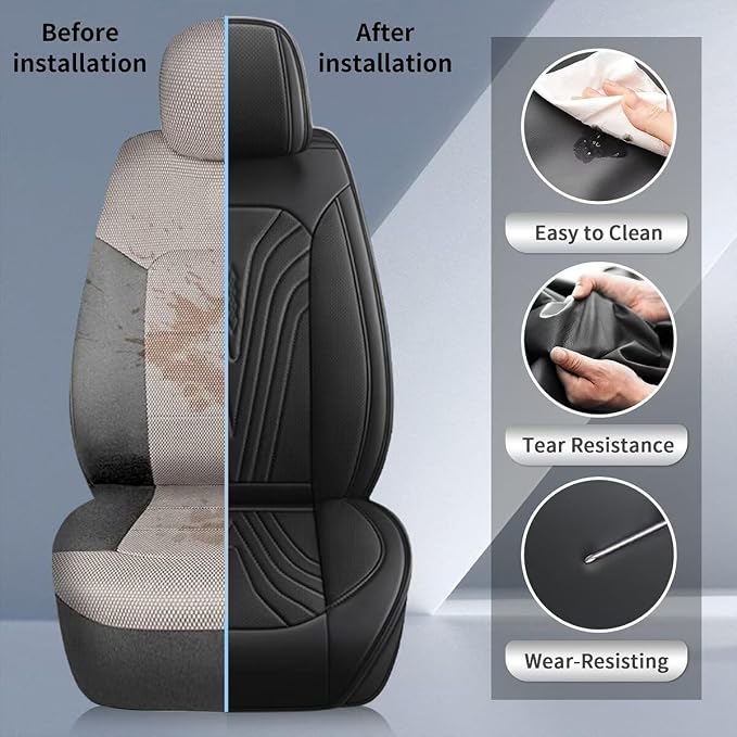 Car Seat Cover Fit for Toyota Camry 2012-2025 Full Set Faux Leather Breathable - Image 7