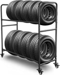 Tire Rack, Adjustable Height Metal Rolling Storage Rack 60" x 59" x 21" by OUKIDR