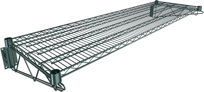 18" x 60" Green Epoxy Wire Wall Mount Shelf by Krollen+Industrial