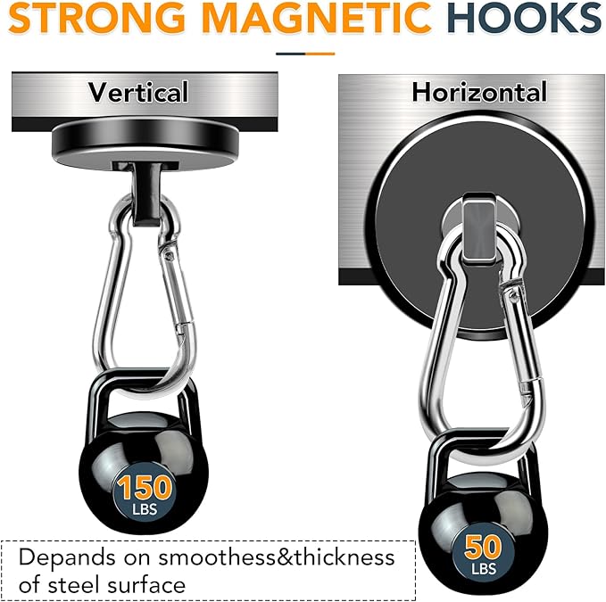 MIKEDE Magnetic Hooks, 150LB Neodymium Magnets Heavy Duty - Image 4