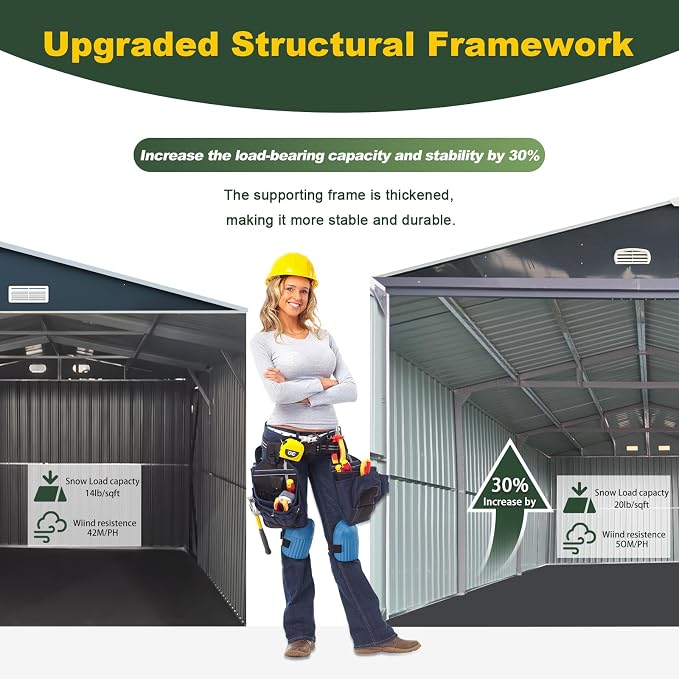 Metal Garage Shed 20x13 FT, Sheds & Outdoor Storage Clearance, Outdoor Storage - Image 2