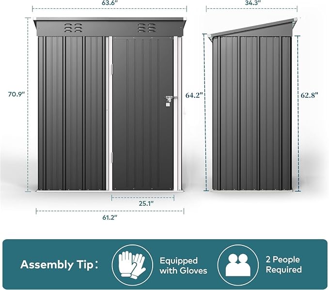 Gizoon 5 'x 3'Outdoor Storage Shed - Image 8