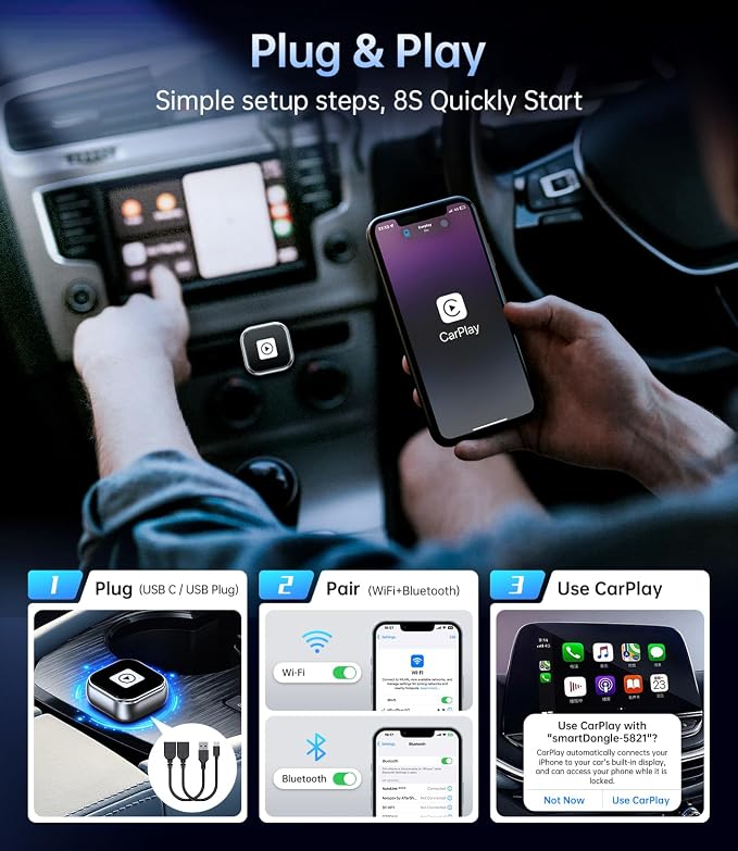 Wireless Carplay Adapter, 2025 Upgrade Mini USB Design - Image 7