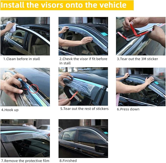 4pcs Smoke Tint with Chrome Trim Window Visors Compatible with Compatible with - Image 4
