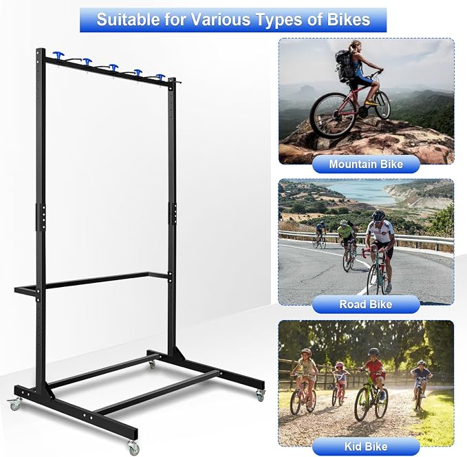Freestanding Bike Storage Rack, Hold Up to 5 Bikes Sturdy Steel Bicycle Rack - Image 7