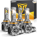 9005/HB3 & 9006/HB4 LED Bulbs Combo, 000LM 12X Ultra-Bright, Real 1:1 Mini Size by FAHRENTERMITORLEDLIGHTING