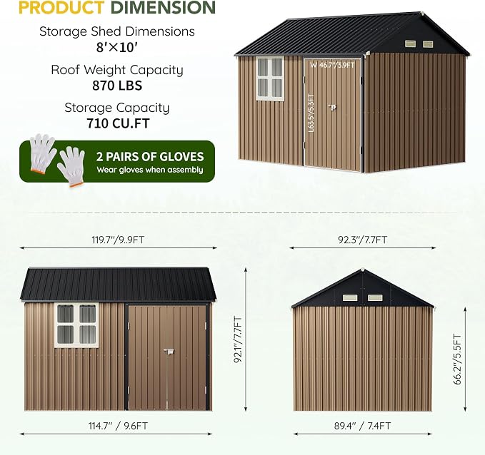 Breezz 8X10FT Outdoor Steel Storage Shed - Image 2