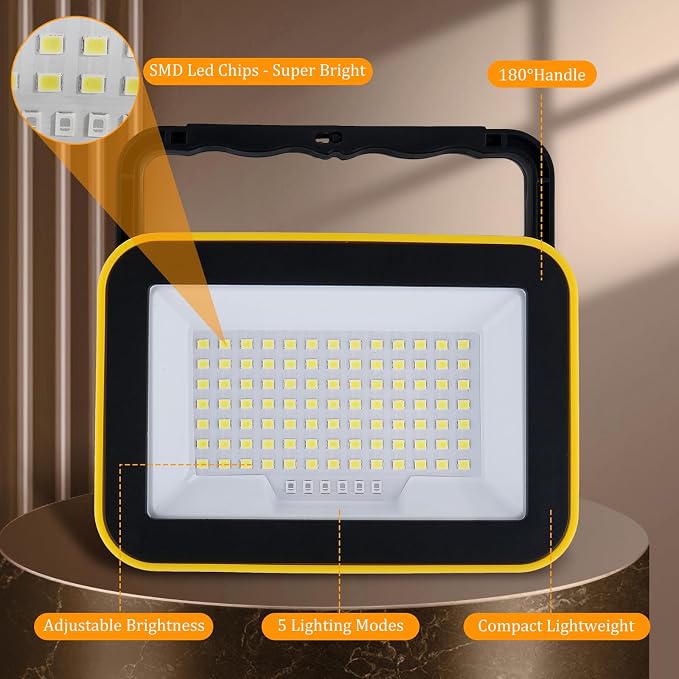2 Pack Led Rechargeable Portable Work Light SMD LED Super Bright Flood Light - Image 3