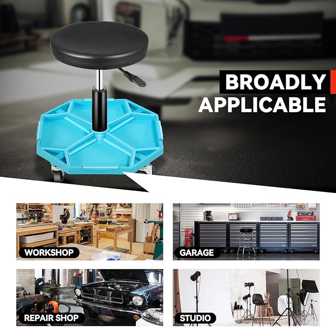 Auto Dynasty Mechanic Stool, Adjustable Rolling Pneumatic Creeper Garage Shop - Image 5