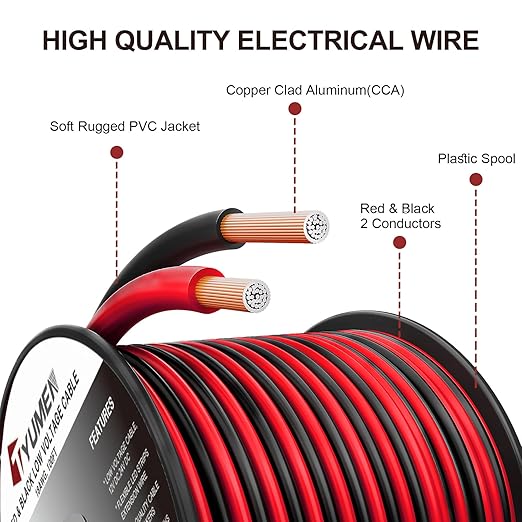 100FT 14/2 Gauge Red Black Cable Hookup Electrical Wire LED Strips Extension - Image 2