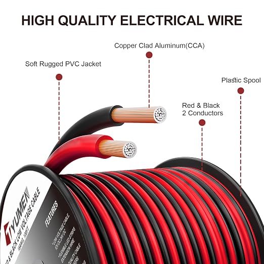 8 Gauge Wire 25FT, 8AWG Red Black Electrical Wire LED Strips Extension Cord - Image 2
