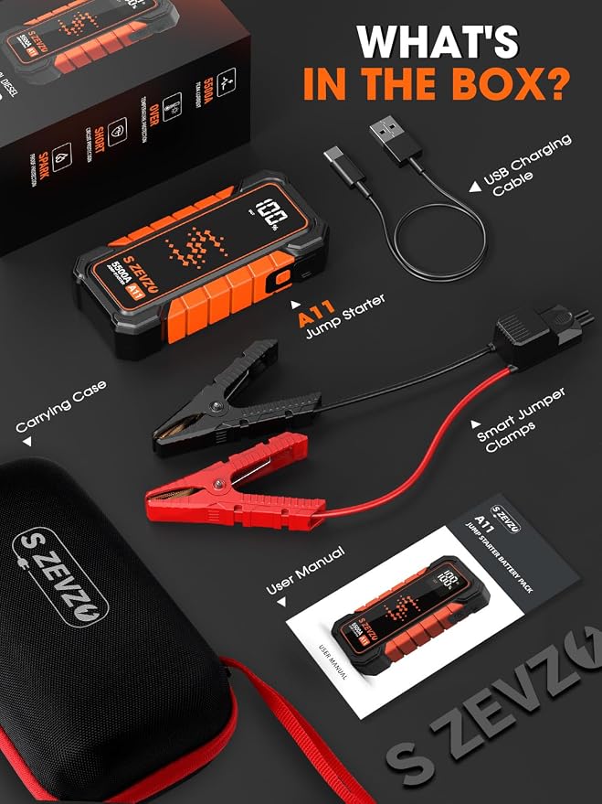 S ZEVZO A11 5500A Car Battery Jump Starter, 88.8Wh Battery Jumper Starter - Image 6