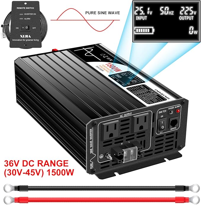 Xijia 1500W Pure Sine Wave Inverter DC 36v to 120v Inverter 60HZ Solar Converter - Image 2