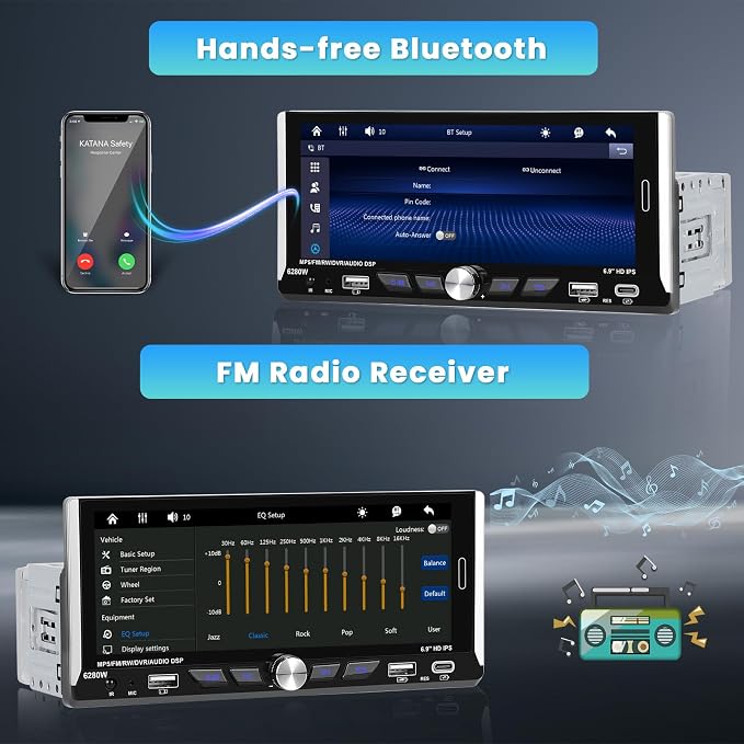 6.9 Inch Single Din Car Stereo - Image 3