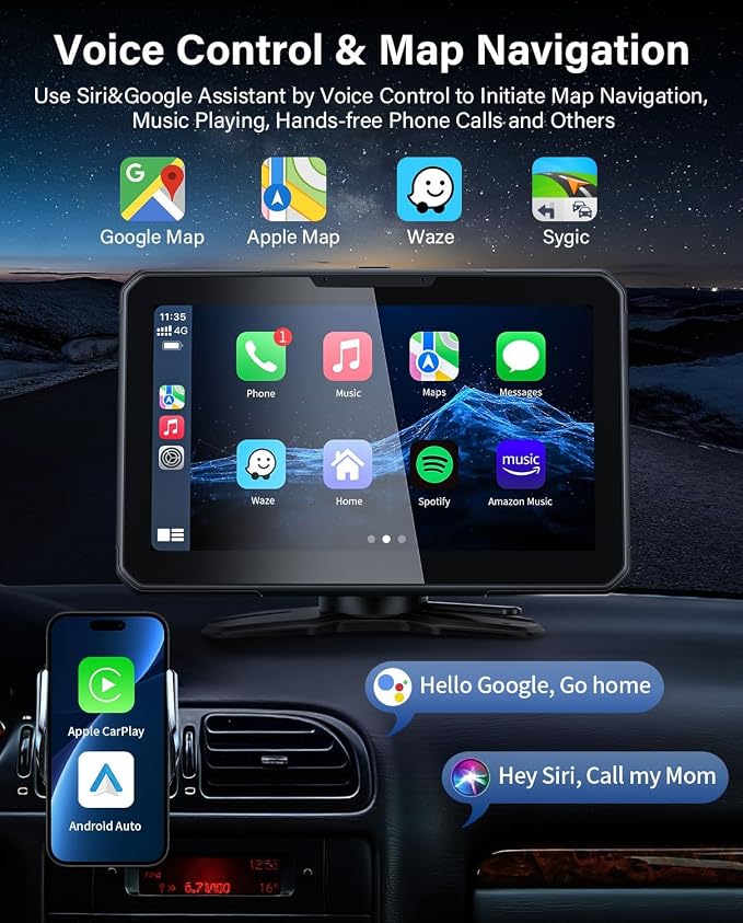 7" HD Apple Carplay Screen for Car，2-in-1 Wireless CarPlay Suitable for Apple - Image 3
