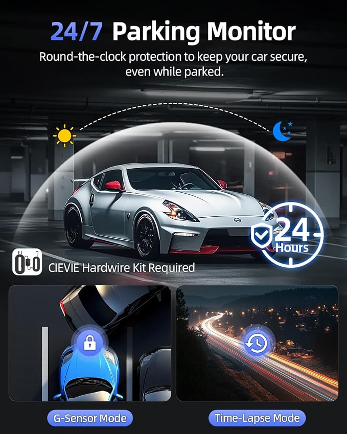 4K Dash Cam Front and Rear, 64GB SD Card, 1.5” IPS Display Car Camera, 5Ghz - Image 5