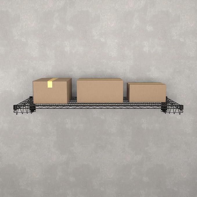 24" x 60" Black Epoxy Wire Wall Mount Shelf - Image 5