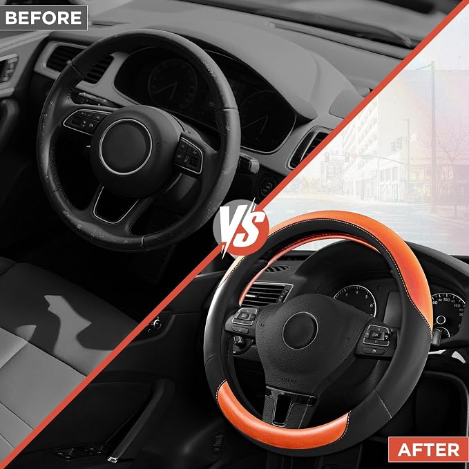 Road Comforts Steering Wheel Cover – Breathable Leather Steering Wheel Cover - Image 3