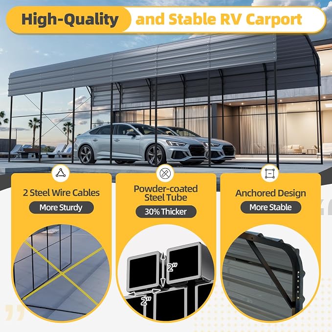 EROMMY 14x30 FT RV Carport, Heavy Duty Car-Port - Image 5
