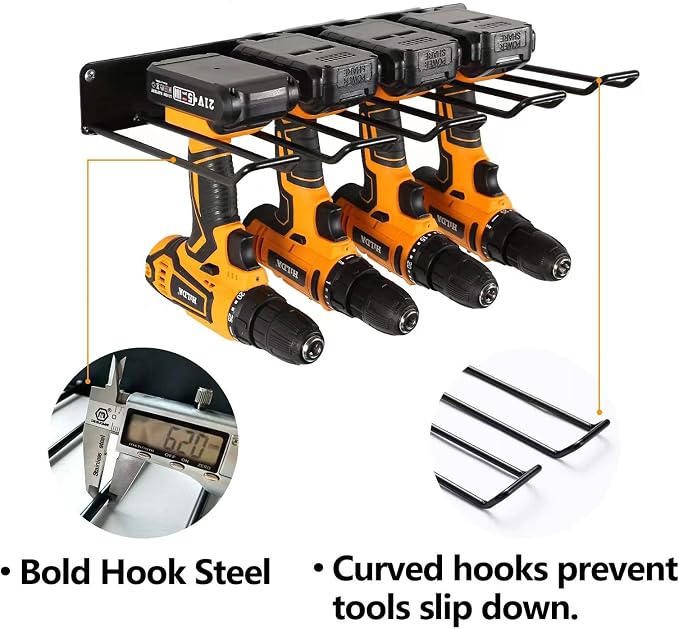 Power Tool Organizer with Charging Station, Drill Holder Wall Mount, Garage - Image 4