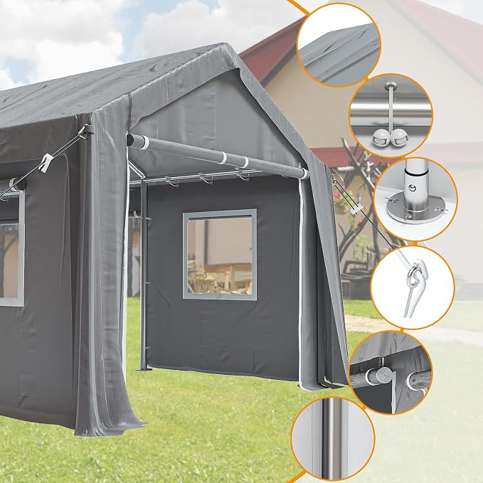 13x20ft Heavy Duty Carport Outdoor Canopy Portable Garage - Image 3