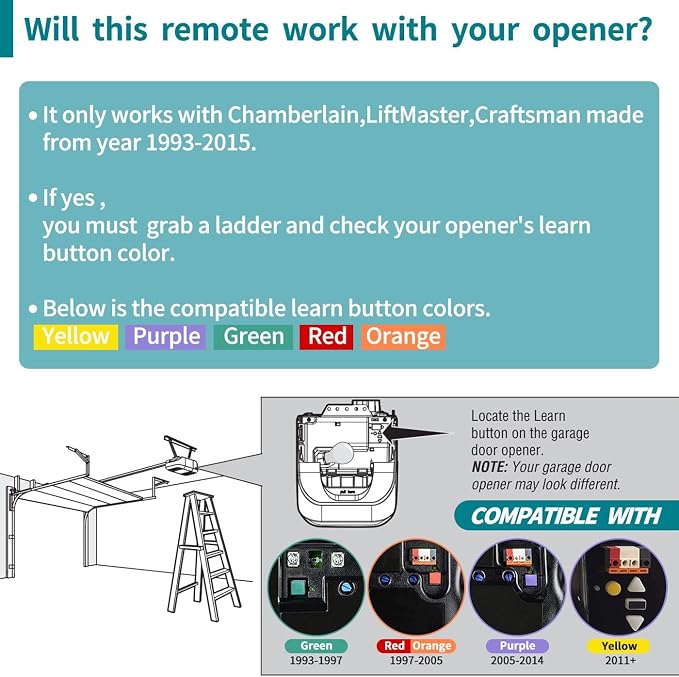 2 Garage Door Opener Remote, for LiftMaster Chamberlain Openers - Image 3