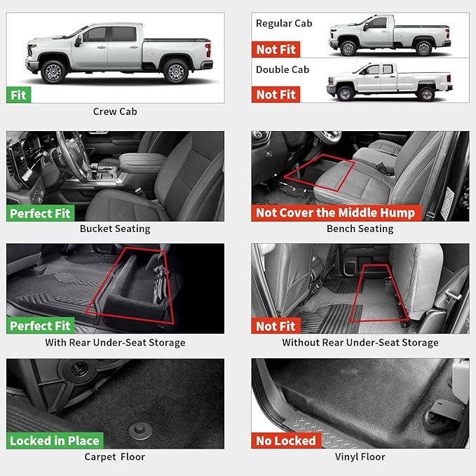 LASFIT Floor Mats 2019-2025 for Chevy Silverado/GMC Sierra 1500, 2020-2025 2500 - Image 2