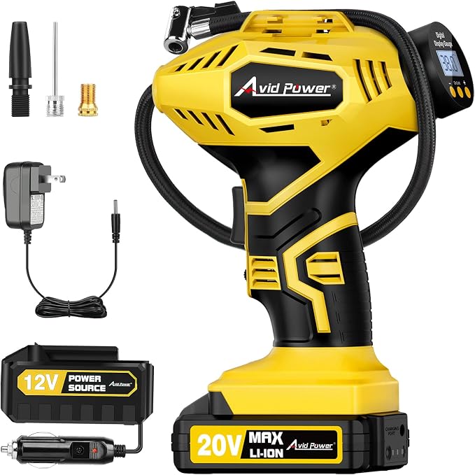AVID POWER Cordless Tire Inflator Portable Air Compressor, 20V Rechargeable by AvidPower