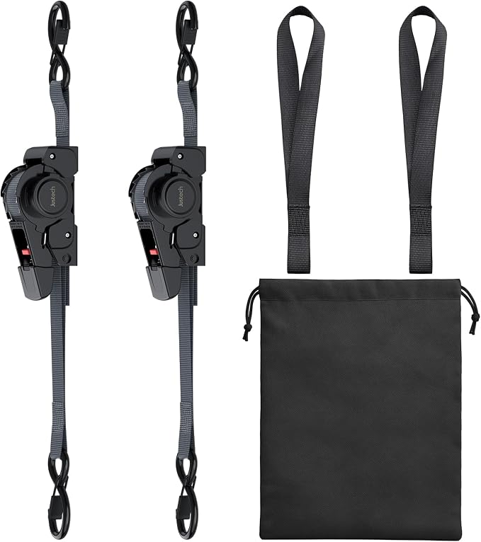 Justech 2 Pack Retractable Ratchet Straps, 1 in x 11.6 ft-1411 lbs Break - Image 7