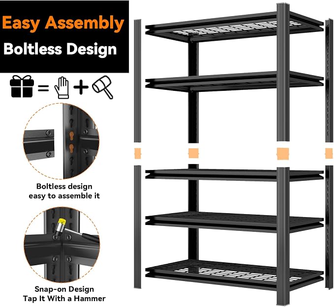 72''H Garage Shelving 3000LBS Capacity Heavy Duty Garage Storage Shelves - Image 5