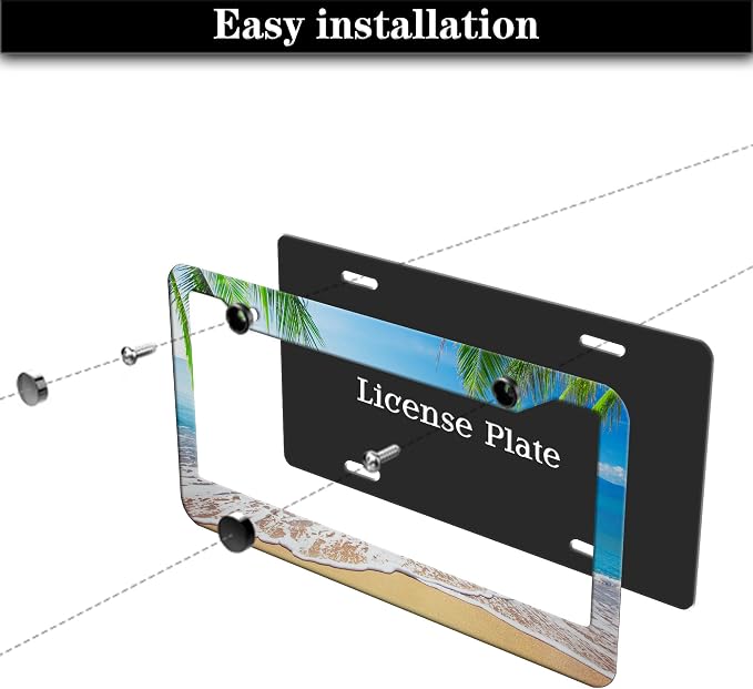 License Plate Frame Multicolor License Plate Holder Palm Trees - Image 7
