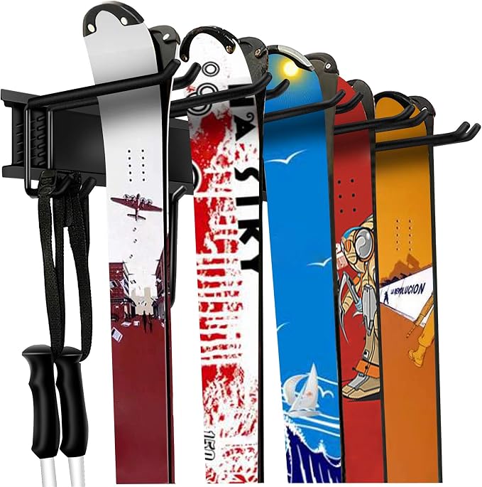 WALMANN Garage Storage Organization System Ski Wall Rack 10 Pairs of Skis Mount by WALMANN