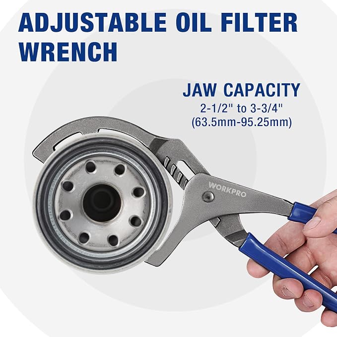 WORKPRO Oil Filter Wrench, 5-Position Adjustable Design Fits 2-1/2" to 3-3/4" - Image 2