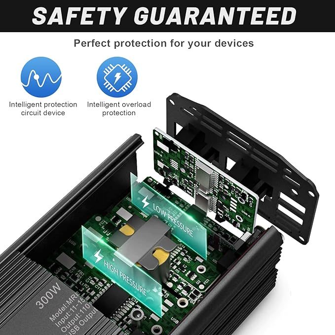 BESTEK 300W Power Inverter DC 12V to 110V AC, Durable Aluminum Housing Car - Image 5